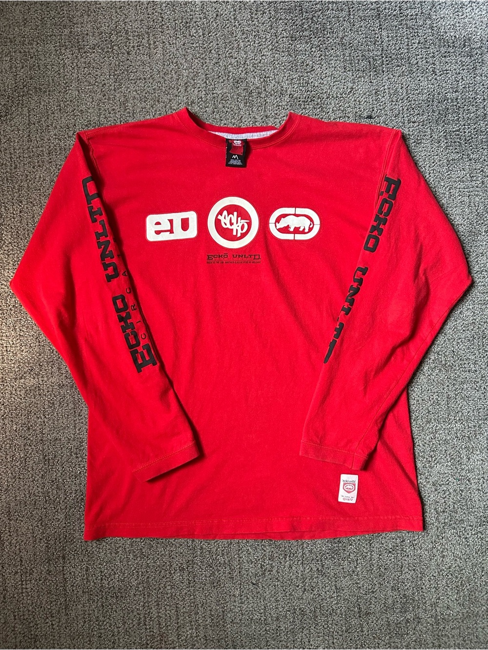 Ecko Unlimited Red Long Sleeve Graphic Logo Tee
